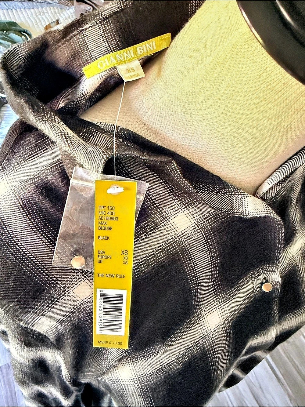 GIANNA BINNI Plaid Long Shirt Size XS NWT - Picture 3 of 3